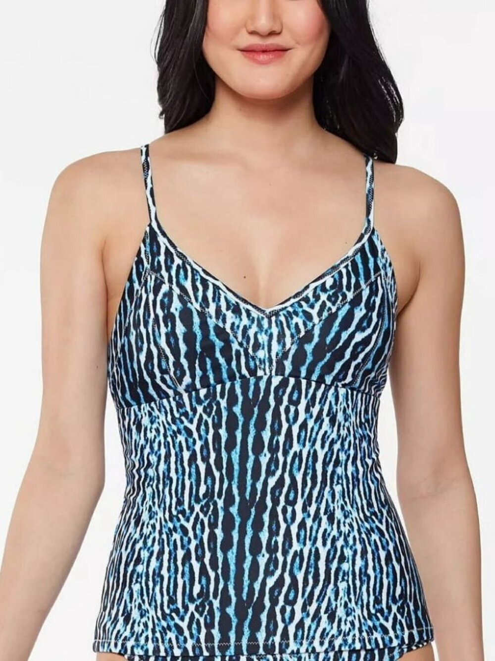 Jessica Simpson Women's Dark Navy Sassy Safari Crisscross Tankini Top Sz XL NWT